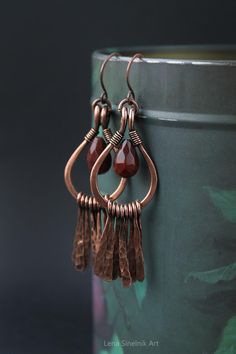 Wire wrap earrings Hammered earrings Patina tarnished copper | Etsy Tarnished Copper, Wire Wrap Earrings, Girlfriend Christmas, Wrap Earrings, Hammered Earrings, Christmas Gifts For Girlfriend, Long Dangle Earrings, Wire Wrapped Earrings, Wrapped Jewelry