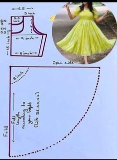 an image of a woman's dress with the pattern cut out and instructions to make it