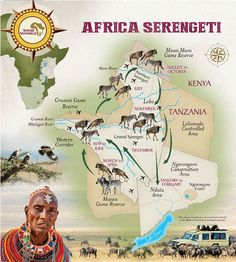 an african map with animals and people around it