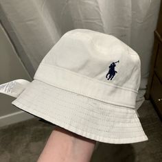 Reversible Bucket Hat Made For 09 Us Open. Tags Attached Ralph Lauren Bucket Hat, Reversible Bucket Hat, Lauren White, Us Open, Hat Making, White Blue, Polo Ralph, Bucket Hat, Polo Ralph Lauren