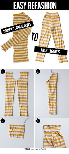 the instructions for how to make an easy and cute striped top and pants sewing pattern