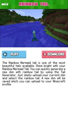 an image of a game screen with the text rainbow tail on it and a green background