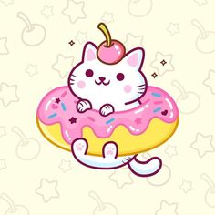 a cat is sitting on top of a donut