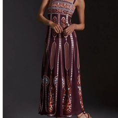 Nwt Anthropologie Embroidered Midi Dress Heavey Embroidery On It Very Hard To Find Dress Sz 14 Brand New With Tags. Boho Evening Dress, Dolman Sleeve Maxi Dress, Embroidery Boho, Statement Clutch, Boho Midi Dress, Embroidered Midi Dress, Embroidered Maxi Dress, Maxi Dress Cotton, Tiered Maxi Dress