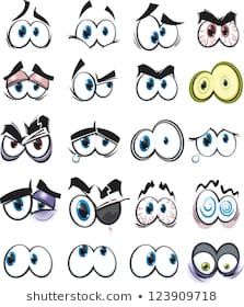 cartoon eyes with different expressions and shapes for each character in the video game or animation