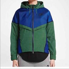 Great Jacket, Not Thin Like The Nike Wind Breakers. Nike Blue, New Nike, Nike Jacket, Nike Women, Blue Green, Color Blue, Athletic Jacket, Jackets For Women, Jackets & Coats