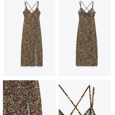 Zara Mini Floral Dress Strappy V Neck Thin Adjustable Cross Back Ss22 8351/043 White Star Dress, Orange Long Dresses, Zara White Dress, Zara Red Dress, Mini Floral Dress, Flower Midi Dress, Front Knot Dress, Tropical Maxi Dress, Zara Black Dress