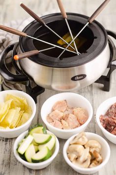 the food is prepared and ready to be cooked in the slow cooker for dinner