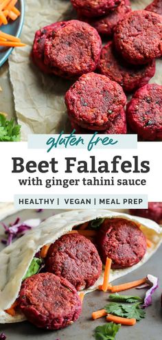 beet falafels with ginger tahitii sauce and carrots on the side