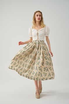 1950 Skirt, Skirt A Line, Embroidery Skirt, Skirt Pleated, Skirt Floral, Skirt Midi, Weekend Wardrobe, Line Skirt, Linen Skirt