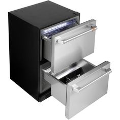 an appliance with two drawers open