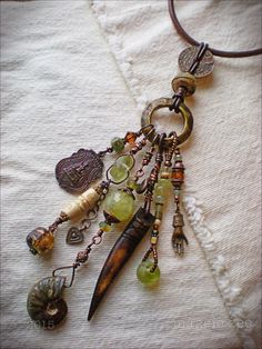 maggie zee Necklace With Charms, Amulet Necklace, Upcycled Jewelry