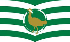 a green and white striped flag with a bird on it