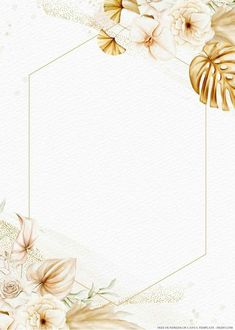 a white and gold background with flowers