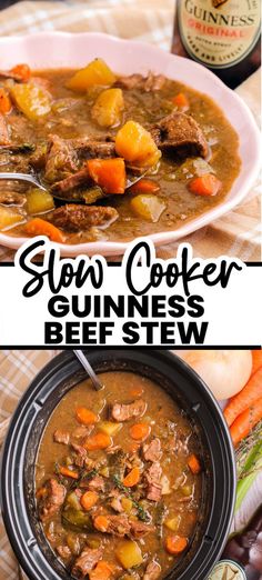 slow cooker guinness beef stew with carrots and celery