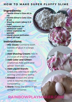 instructions for how to make super fluffy slime