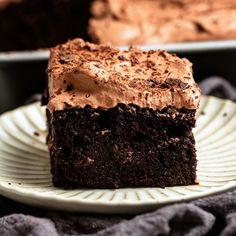 a piece of chocolate cake on a plate