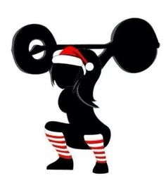 a person with a barbell in their hand and santa's hat on his head