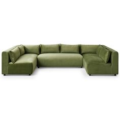 Albany Olive Green Velvet Modular Corner Sectional Modern Sofa - MidinMod Sofa Cognac, Comfy Sectional, Velvet Sofas, Olive Green Velvet, Contemporary Sectional, U Shaped Sectional Sofa, Corner Sectional Sofa, Velvet Sectional, Modular Couch