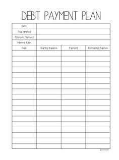 the debt payment plan is shown in black and white