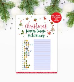 the christmas money tracker is displayed on a white background with evergreen branches and snowflakes