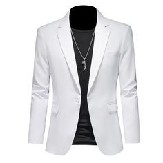 Men's Wedding Business Jacket Dress Suit Tops Casual Suit Blazer Slim-Fit Suit | eBay Groom Party, Style Gentleman, Black Solid Color, 90s Country, Business Casual Blazer, Blazer White, Jacket Suit, Slim Fit Jackets