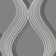 a gray and white wallpaper with wavy lines in the middle, on a grey background