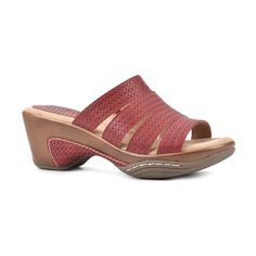 PRICES MAY VARY. Cushioned insole Multi-banded slide sandal Soft suedette lining Red Weave, White Mountain Shoes, Mountain Shoes, Red Sandals, Clog Sandals, Shoes Heels Wedges, Woven Texture, White Mountain, Famous Footwear