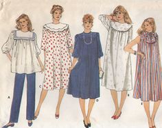 three women's dresses and one woman's blouse sewing pattern