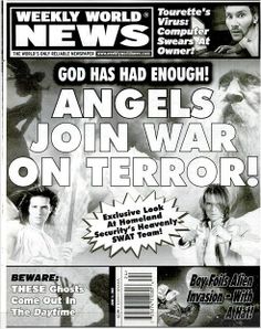 Weekly World News. Alien Sightings, Time Continuum, John Waters, Shiny Objects, Paranormal Investigation, Detective Agency