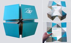 the inside of a blue and gray box