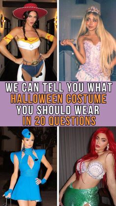 three different costumes with the caption, we can tell you what halloween costume you should wear in 20 questions