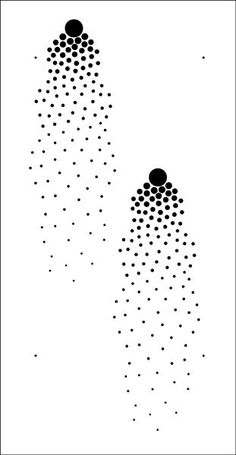 two black and white images with dots in the shape of three pyramids on top of each other