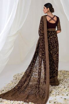 Pakistani Wedding Dress in Saree Style comes in premium chiffon. Lavish designs and fine details of Embroidery make this Saree Dress an epitome of beauty. Saree Style, Raw Silk Saree, Pakistani Wedding Dress, Embroidered Chiffon, Saree Dress, Chiffon Saree, Pakistani Wedding, Fabric Stores Online, Beautiful Blouses