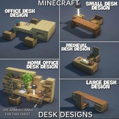 the instructions for how to make a desk in minecraft with pictures and text below