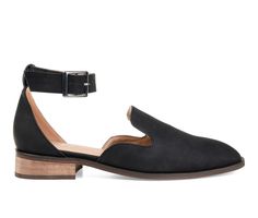 If you�re looking for the perfect flat for the season, look no further than the Loreta flat by Journee Collection. This flat features a loafer style with a unique square toe shape. This shoe is very breathable, and the thick ankle strap completes this �back to school� ready design. Faux leather upper,Adjustable buckle closure for a custom and secure fit,Approx. 1 inch heel,Square toe,Padded insole for added comfort,Synthetic outsole | Women's Journee Collection Loreta Shoes in Black Size 6.5 Med Dressy Black Flats, Loafer Style, Ankle Strap Flats, Black Dress Shoes, Loafers Style, Shoe Carnival, Journee Collection, Black Flats, Fashion Flats