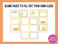 blank pages to fill out your own clues for birthdays or any special occasion in the classroom