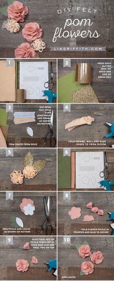 the instructions for making paper flowers are shown