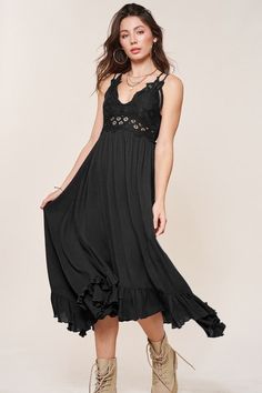 Natalie Dress Boho Lace Maxi Dress, Long Flowy Skirt, Long Slip Dress, Long Slip, Crochet Lace Top, Beautiful Maxi Dresses, Crochet Lace Trim, Hi Low Dresses, Lace Slip Dress