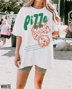 Satisfy your style cravings with this vintage-inspired Pizza tee! Featuring a bold pizza graphic this shirt adds a slice of retro fun to any casual look. The text at the bottom reads, " Pizza is the perfect food because it is the only food that you can eat with your hands and still look classy."  We use professional quality DGT printing on all our apparel. Direct-to-garment, or DTG, is a high quality printing method that sprays ink directly onto the garment so there is no peeling or cracking. Th Bold Tshirt Design, Retro Pizza, Aesthetic Pizza, Pizza Graphic, Pizza Tee, Graphic Tee Men, Pizza Tshirt, Pizza Shirt, Food Shirt