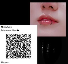 a close up of a person's lips with qr code next to it