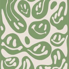 an abstract green and white pattern with wavy lines in the center, on a beige background