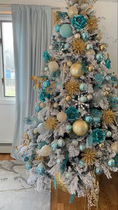 My 2021  Teal  Christmas tree Turquoise Christmas Tree, Teal Christmas, Pretty Christmas Decorations, Christmas Tree Decorating Ideas, Tree Decorating Ideas, O Christmas Tree