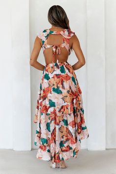 Length from shoulder to hem of size S: 138cm. Chest: 36cm, Waist: 30cm, size S. Maxi dress. Semi-lined. Model is a standard S and is wearing size S. True to size. Non-stretch. High-low skirt. Frills. Elastic straps, waist. Tie-up back. Slip on. Dry clean only. Viscose/Nylon/Rayon. Level up your style with the Seasonal Berries High Low Maxi Dress. Featuring a gorgeous frill design with elastic straps and waist and a tie-up back. Style with heels and curls for all the attention. Maxi Dress Red, High Low Maxi Dress, High Low Skirt, Dress Red, Level Up, No Frills, High & Low, High Low, Red Dress