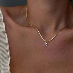 Dainty Initial Necklace, Alphabet Necklace, Womens Chokers, Letter Pendant Necklace, Initial Pendant Necklace, Waterproof Jewelry, Trendy Necklaces, Gold Initial, Chain Choker Necklace