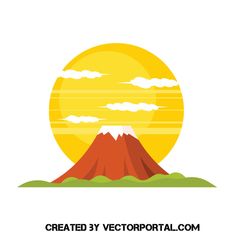 an orange and yellow mountain with clouds in the sky, on a white background that says created by vectorial com