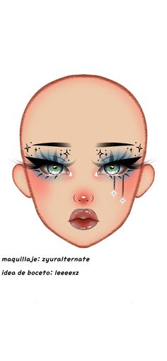 Creative Face Makeup Art, Makeup Face Charts Creative, Face Chart Makeup Ideas Creative, Boceto Makeup Egirl, Face Chart Makeup Ideas, Face Charts Makeup, Makeup Looks Drawing, Anime Makeup Ideas, Makeup Ideas Drawing