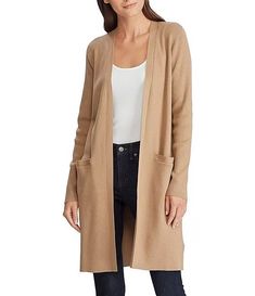 Lauren Ralph Lauren Open Front Long Sleeve Cotton Blend Cardigan | Dillard's Aritzia Outfit, Fall Wardrobe Essentials, Fashion Friday, Fall Clothes, Ralph Lauren Outfits, Fall Wardrobe, Signature Logo, Sleeve Cotton, Lauren Ralph Lauren