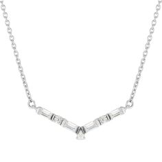 Jenny Packham 9ct White Gold 0.13cttw Baguette Necklace Jenny Packham Bridal, Baguette Necklace, White Gold Chain, White Gold Chains, Jenny Packham, Necklace Brands, Baguette Cut Diamond, Bridal Jewellery, Fine Jewelry Collection