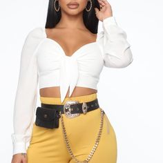 Turn Heads In This Sexy Crop Top. Perfect For Date-Night Or A Gno! Has Side Zipper And Ties In Front. Size Is Medium But It Fits More Like A Small To Me In The Chest Area, I'm A 32dd For Reference. Perfect For You Petite Ladies Chic White Crop Top For Night Out, Chic White Tops For Going Out, Trendy White Tops For Going Out, Elegant White Crop Top For Date Night, White V-neck Crop Top For Night Out, New Fashion Tops, Stephanie Rao, New Style Tops, Teenage Outfits